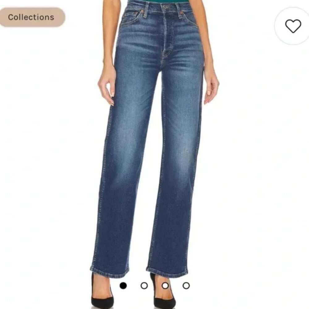 RE/DONE 90s High Rise Loose Straight Leg Blue Jeans Size 29 NWT Deep Faded Blue